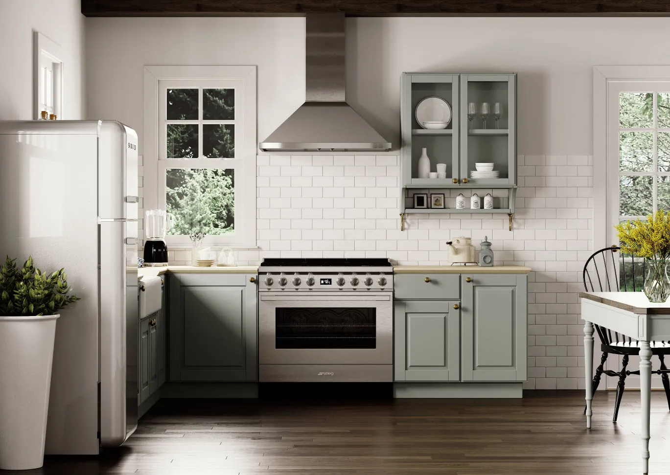 SMEG תנור משולב כיריים גז 90 ס"מ פירוליטי סדרת PORTOFINO גימור נירוסטה תוצרת SMEG דגם CPF9GPX — תמונה 3